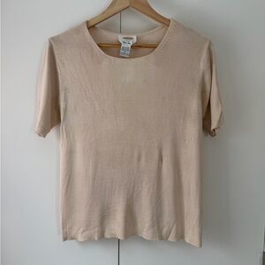 Vintage 90s Talbots Beige Pure Silk Blouse